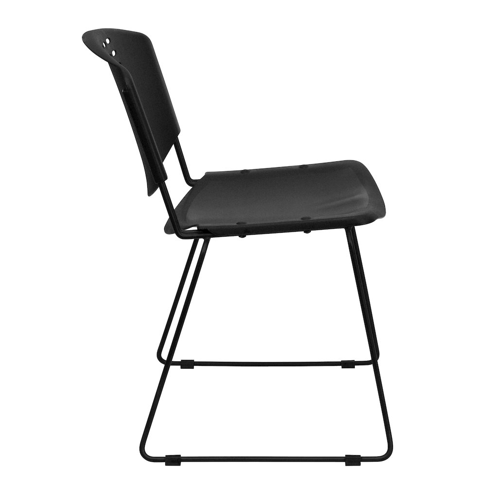 400 lb. Capacity Black Plastic Stack Chair with Black Frame. Picture 9