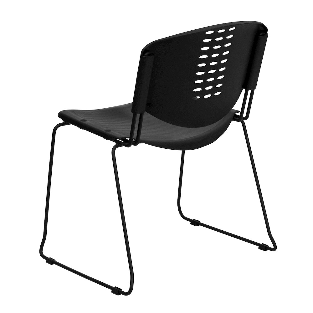 400 lb. Capacity Black Plastic Stack Chair with Black Frame. Picture 7