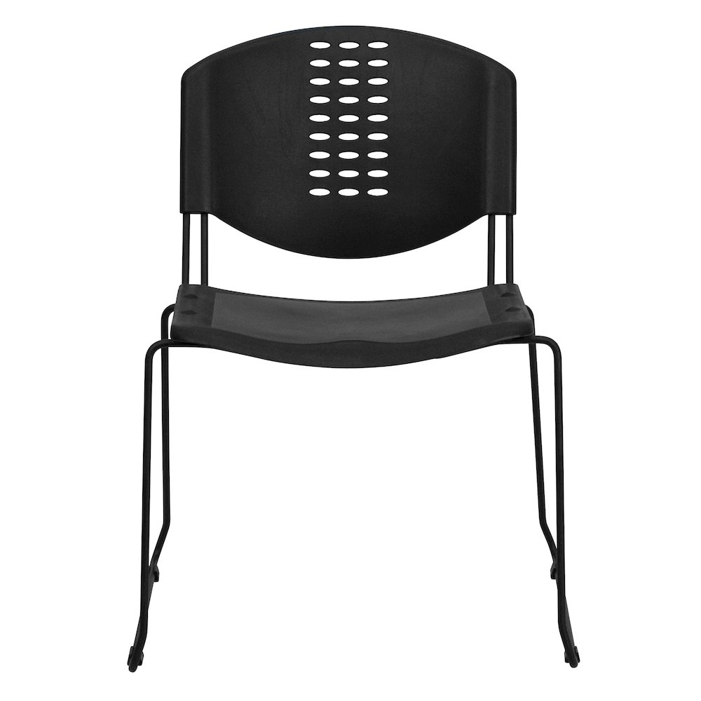 400 lb. Capacity Black Plastic Stack Chair with Black Frame. Picture 10