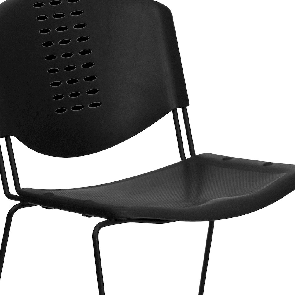400 lb. Capacity Black Plastic Stack Chair with Black Frame. Picture 8