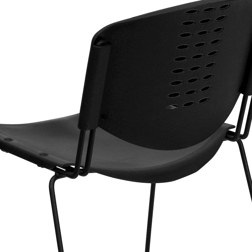 400 lb. Capacity Black Plastic Stack Chair with Black Frame. Picture 11