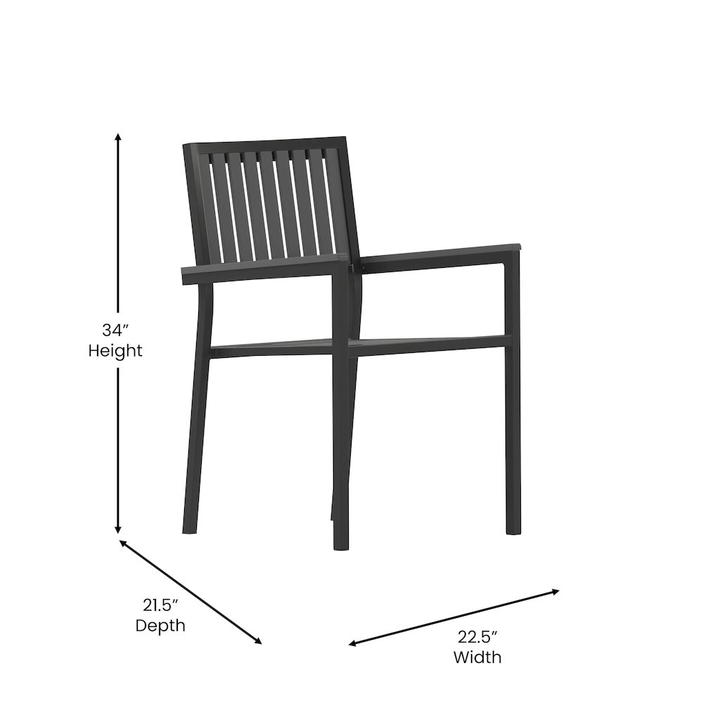 5 Piece Table and Chairs with Black Poly Resin Slatted Backs and Seats. Picture 6