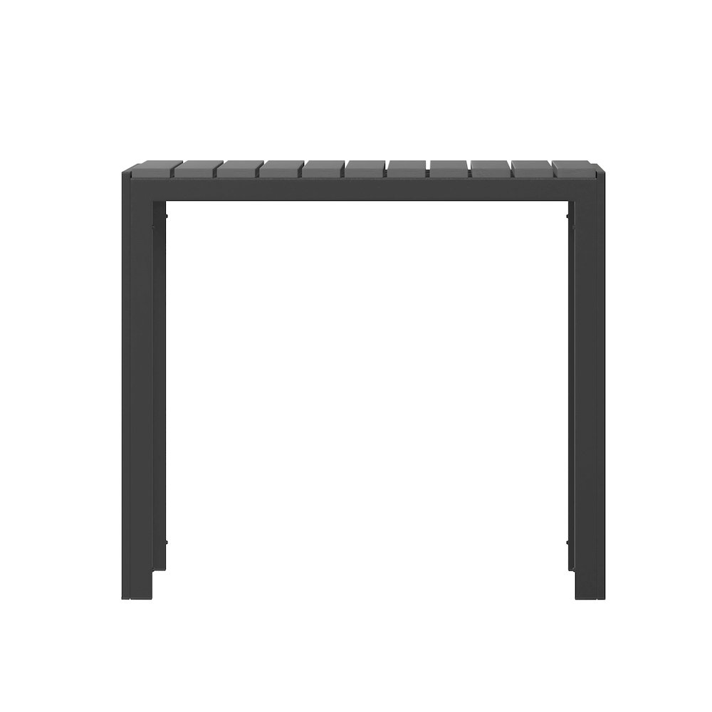 Black Steel Patio Dining Table for 4 with Black Poly Resin Slatted Top. Picture 8