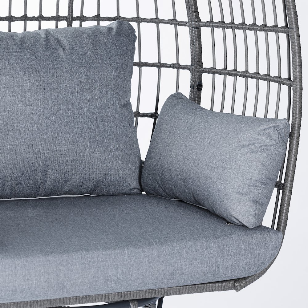 Oversized Wicker Egg Swivel Lounge Chair, Gray Cushions/Gray Frame. Picture 13