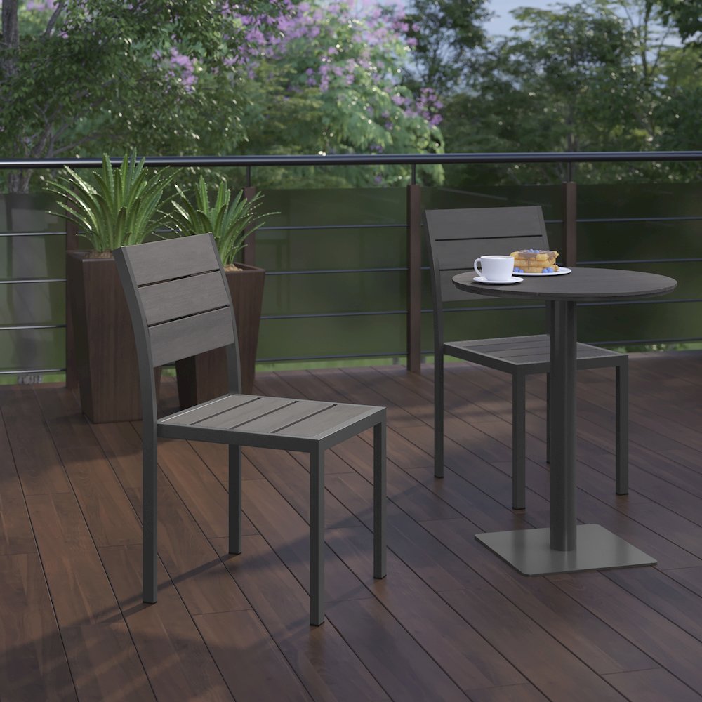 Modern Commercial Grade Armless Patio Chair. Picture 7