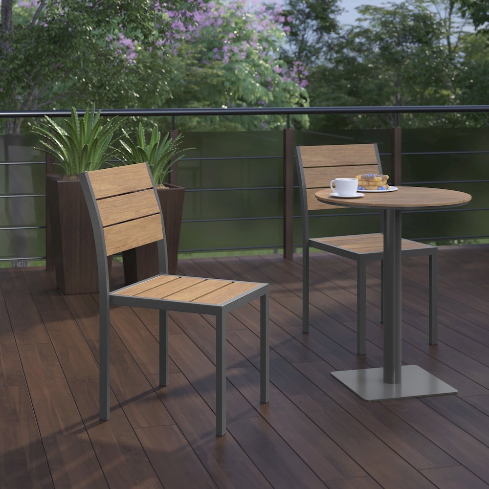 Modern Commercial Grade Armless Patio Chair. Picture 7