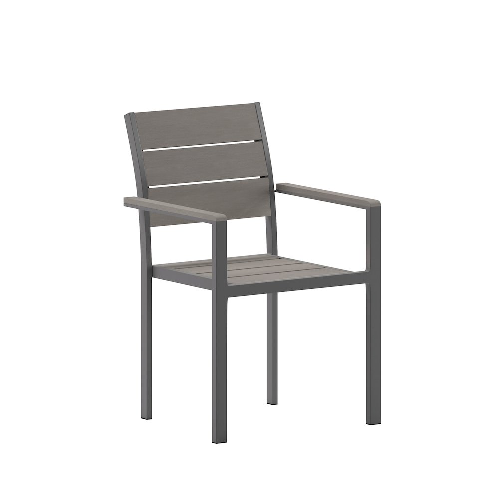 Modern Commercial Grade Patio Chair with Arms. Picture 1