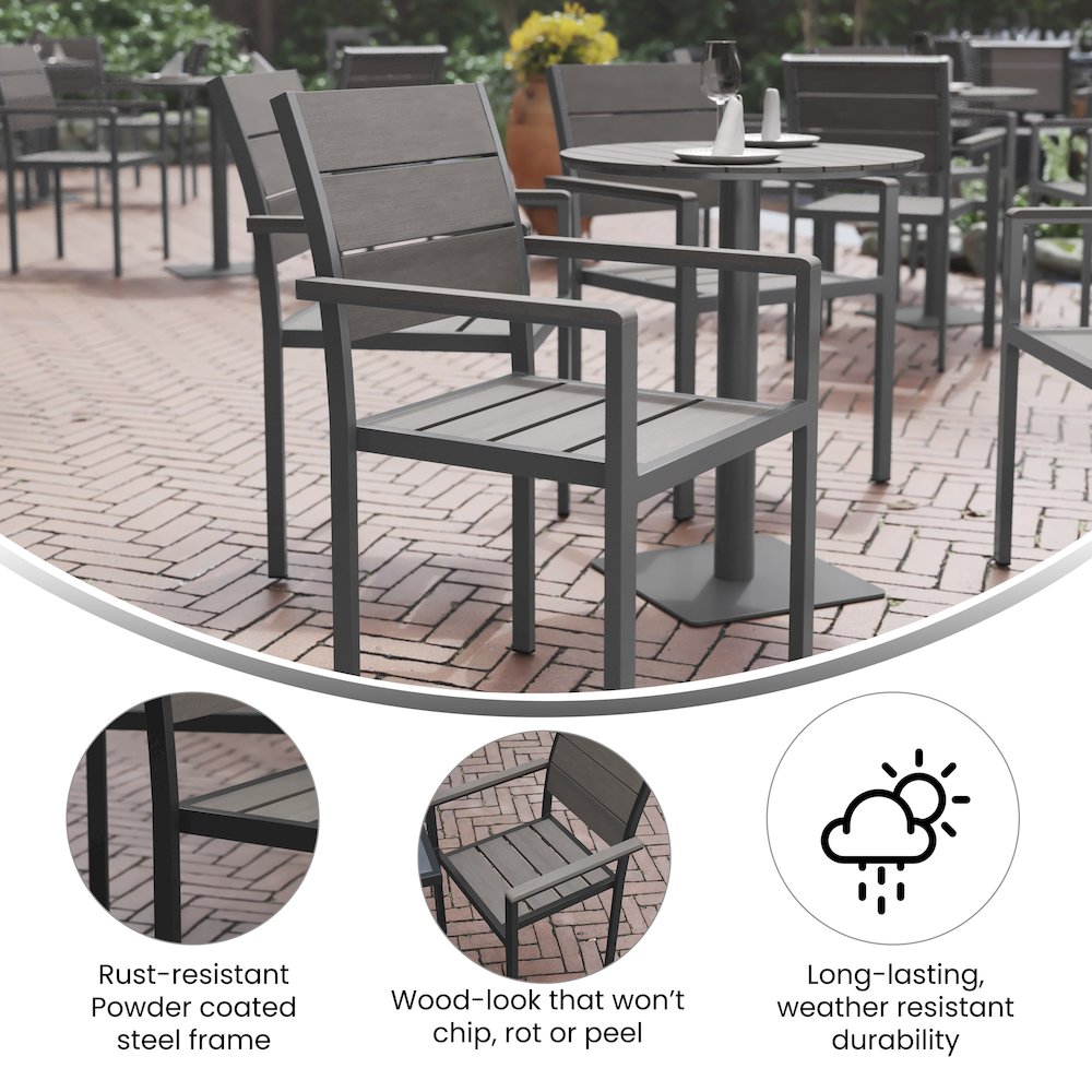 Modern Commercial Grade Patio Chair with Arms. Picture 4