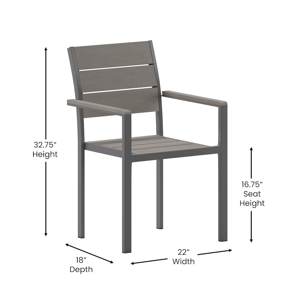 Modern Commercial Grade Patio Chair with Arms. Picture 5