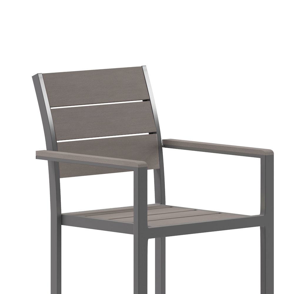 Modern Commercial Grade Patio Chair with Arms. Picture 9