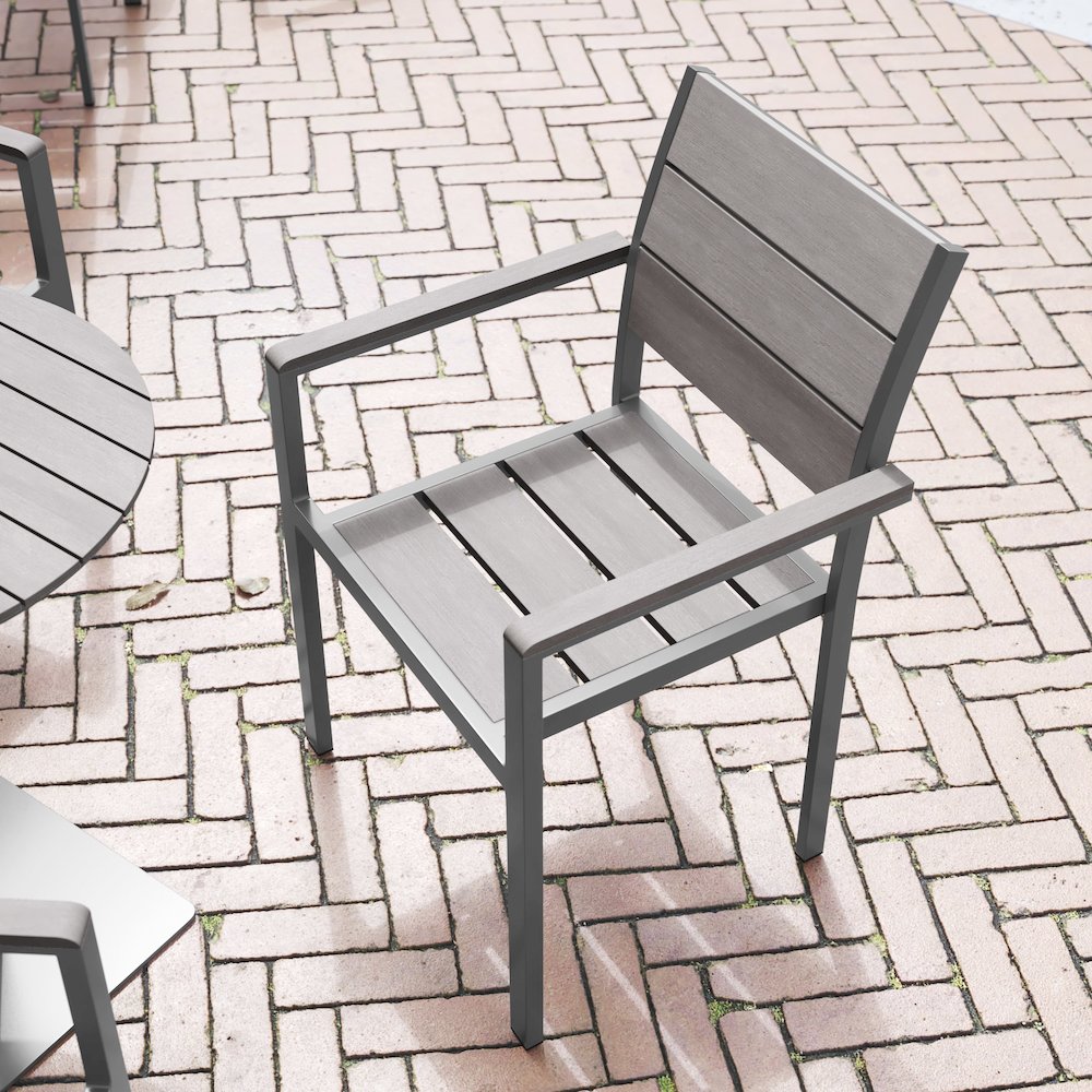 Modern Commercial Grade Patio Chair with Arms. Picture 6
