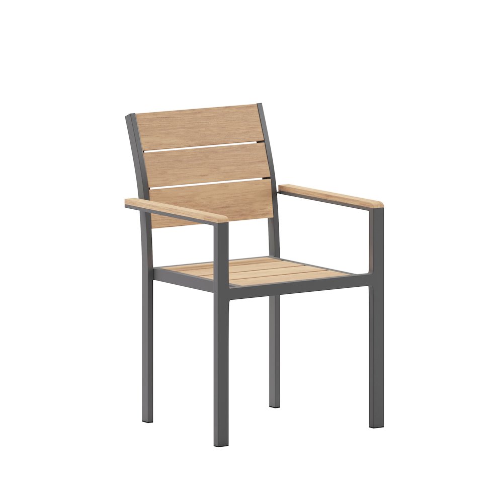 Modern Commercial Grade Patio Chair with Arms. Picture 1