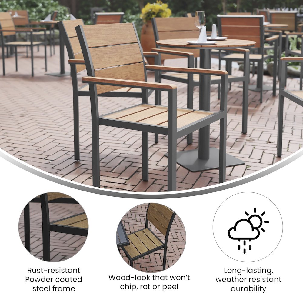 Modern Commercial Grade Patio Chair with Arms. Picture 4