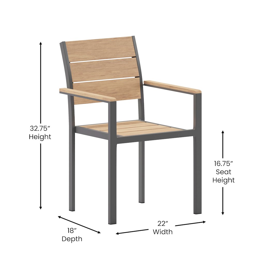 Modern Commercial Grade Patio Chair with Arms. Picture 5