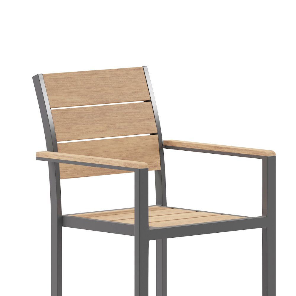 Modern Commercial Grade Patio Chair with Arms. Picture 9