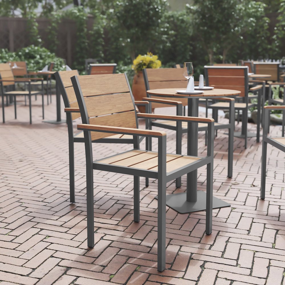 Modern Commercial Grade Patio Chair with Arms. Picture 2