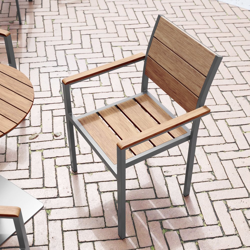 Modern Commercial Grade Patio Chair with Arms. Picture 6