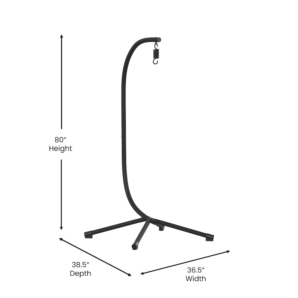 Heavy Duty Hanging Hammock Chair C-Stand with Steel Offset Hardware, Black. Picture 5