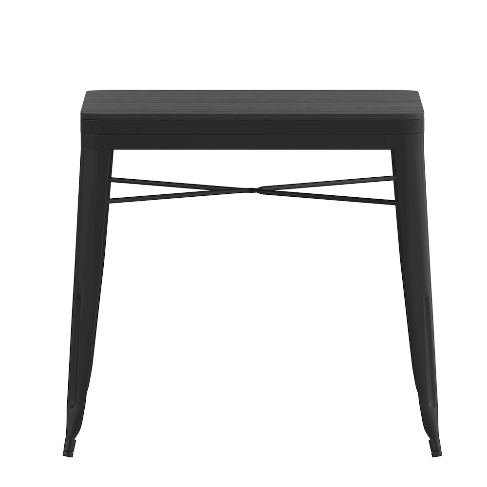 31.5" Black Steel Patio Dining Table for 4 with Black Poly Resin Slatted Top. Picture 11