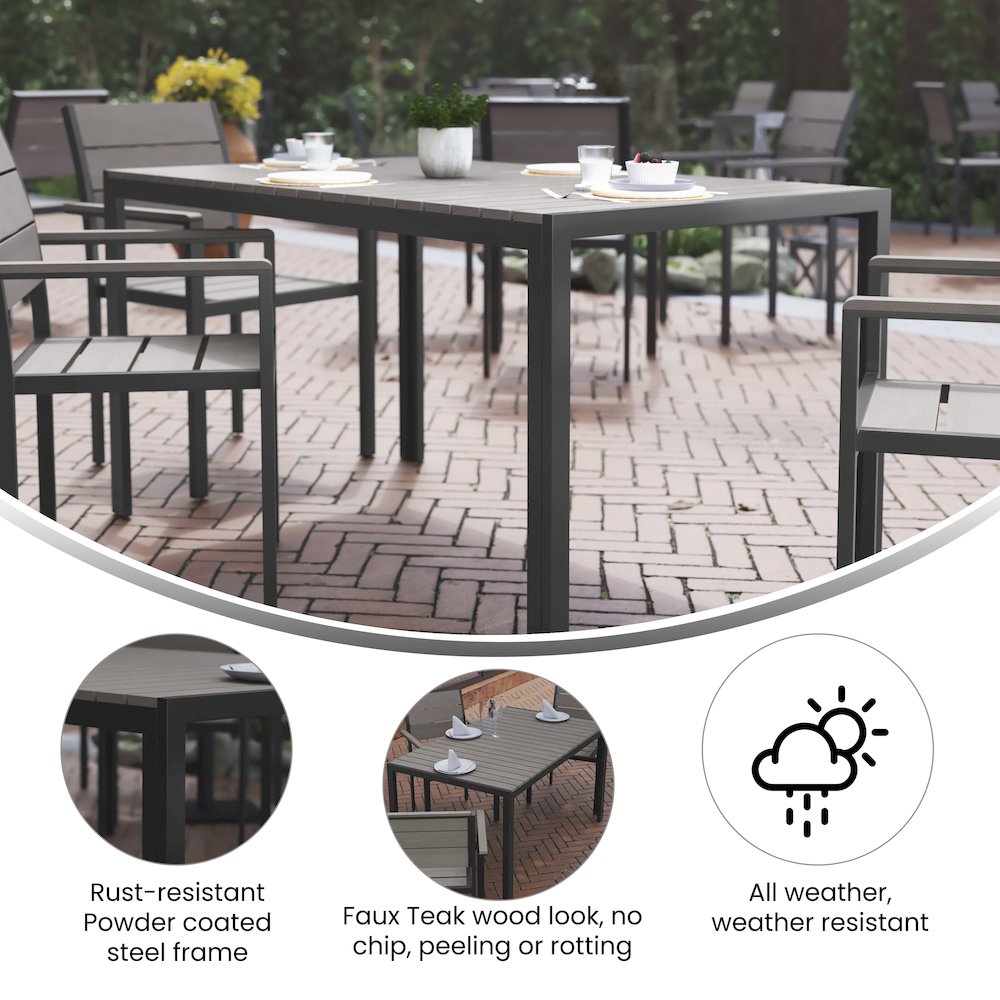 Modern Commercial Grade 55" x 31" Patio Dining Table. Picture 4