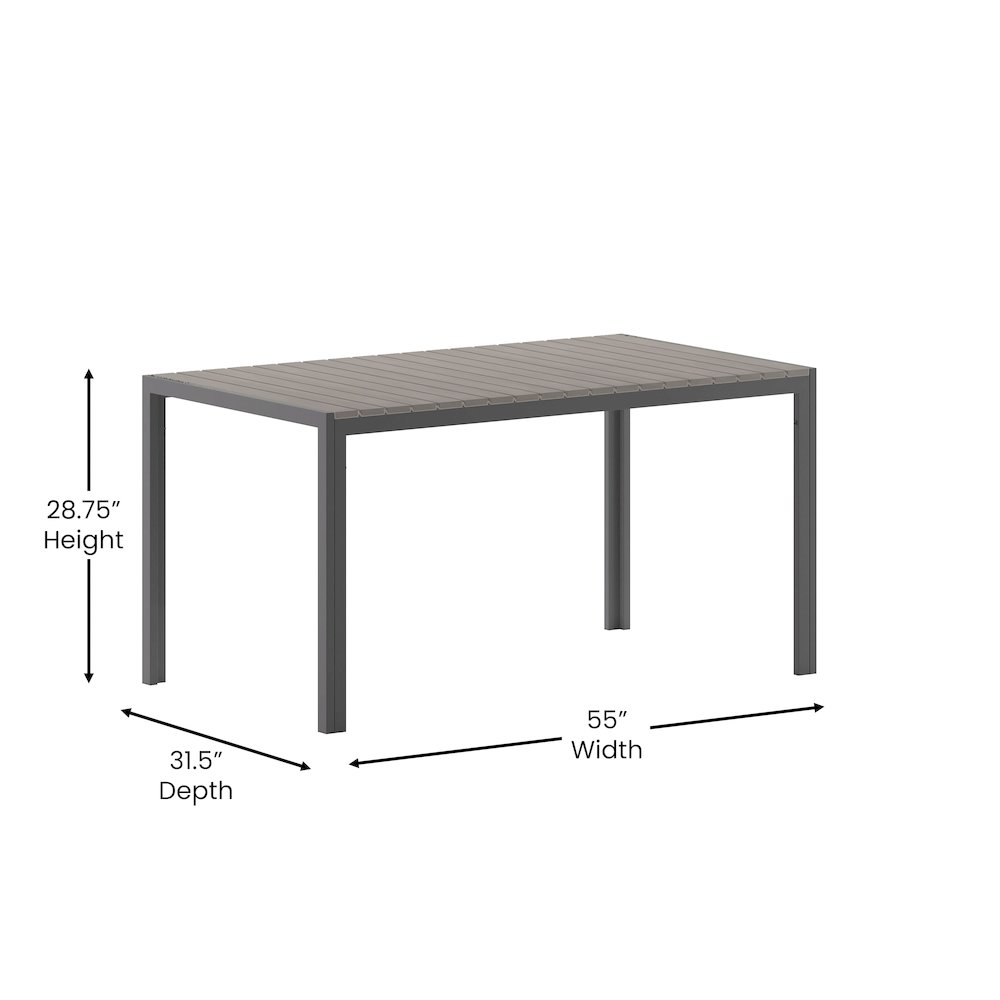 Modern Commercial Grade 55" x 31" Patio Dining Table. Picture 5