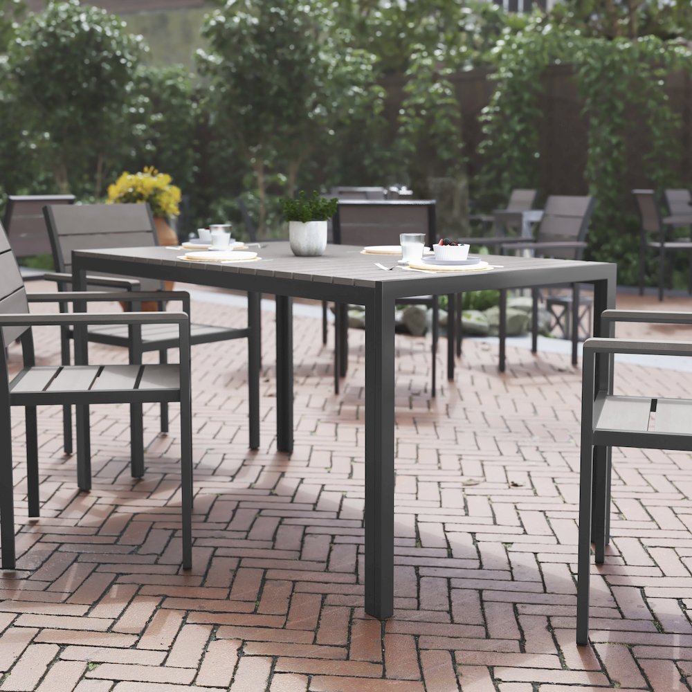 Modern Commercial Grade 55" x 31" Patio Dining Table. Picture 2