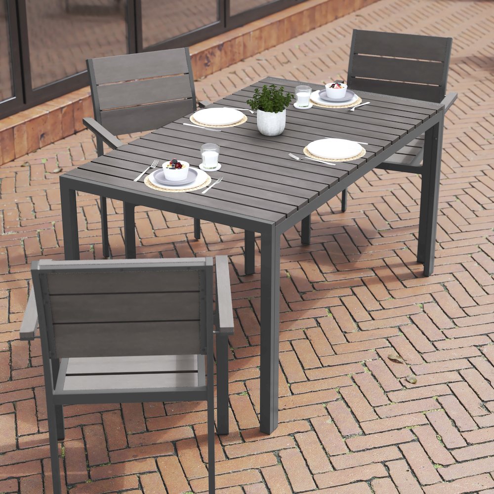 Modern Commercial Grade 55" x 31" Patio Dining Table. Picture 6