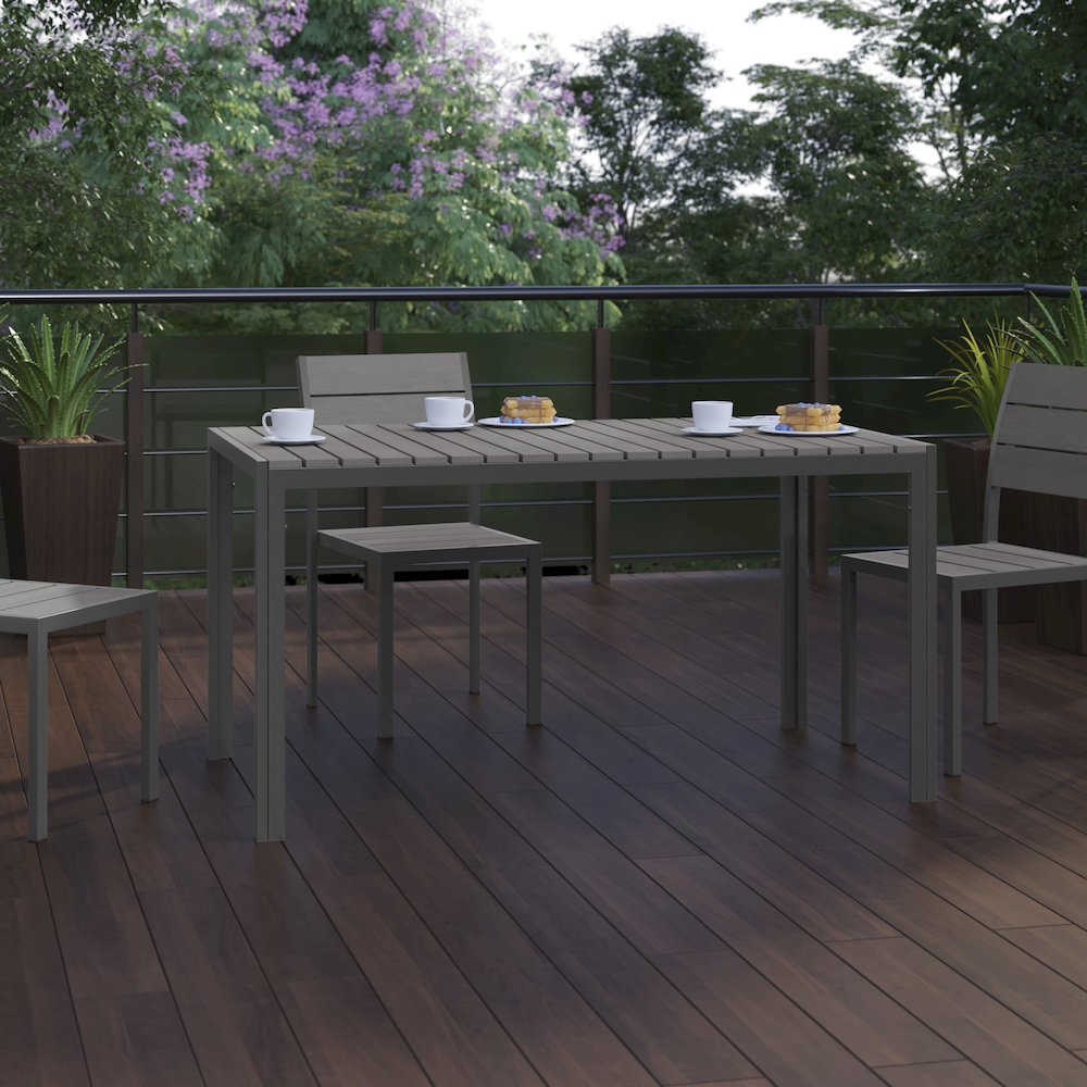 Modern Commercial Grade 55" x 31" Patio Dining Table. Picture 7
