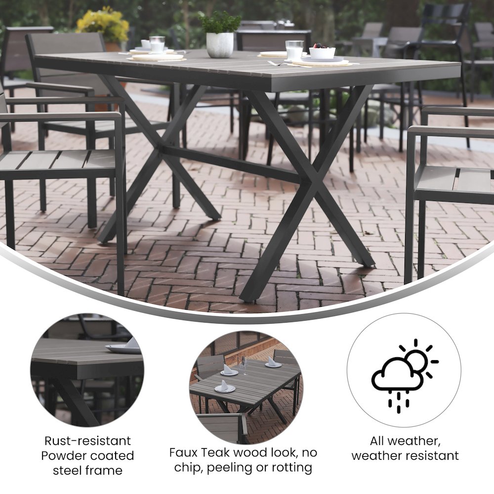 Modern Commercial Grade X-Frame Patio Dining Table. Picture 4