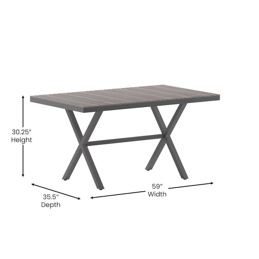 Modern Commercial Grade X-Frame Patio Dining Table. Picture 5