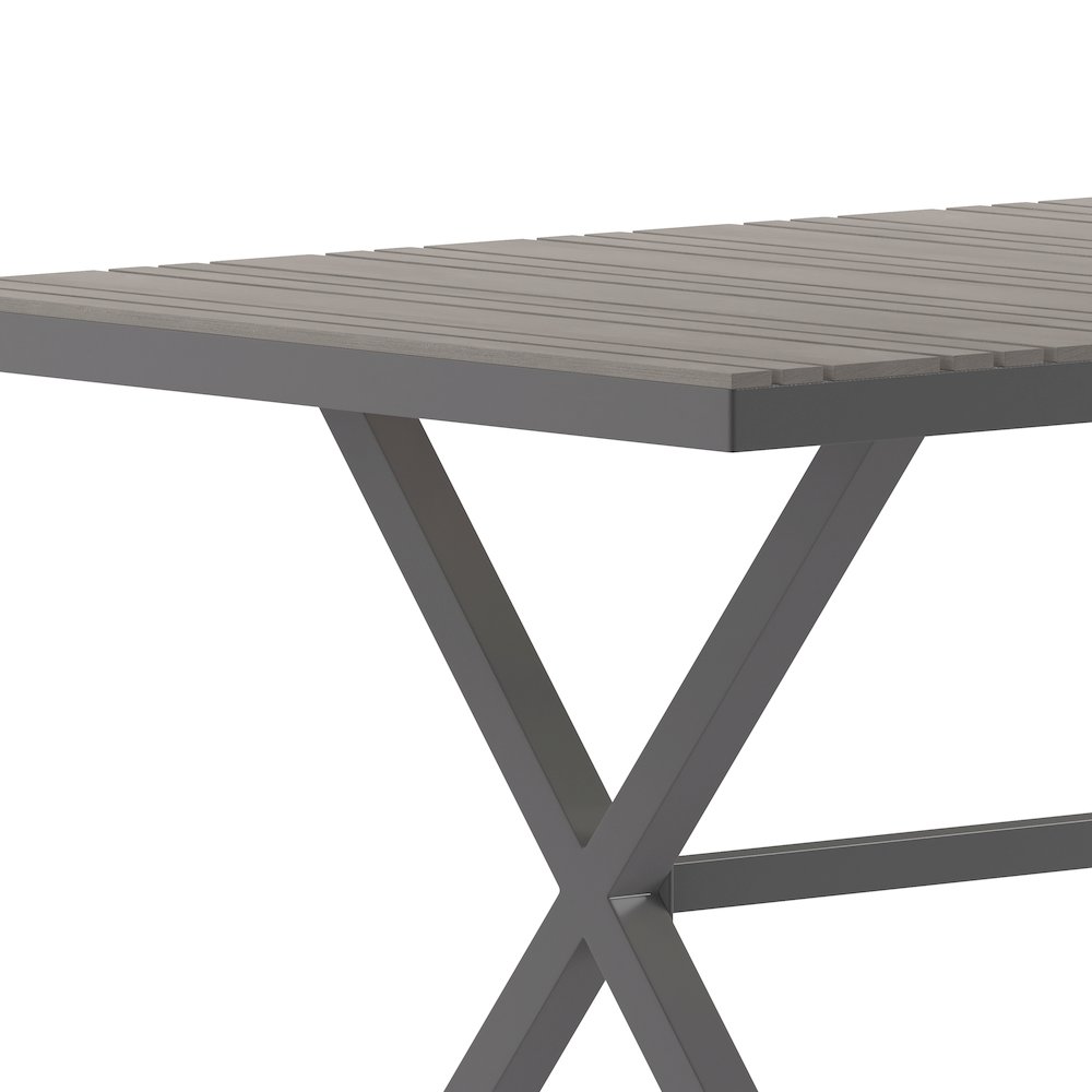 Modern Commercial Grade X-Frame Patio Dining Table. Picture 9