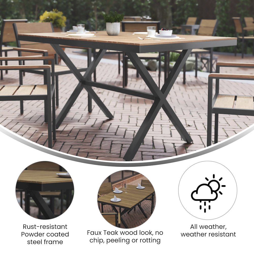 Modern Commercial Grade X-Frame Patio Dining Table. Picture 4