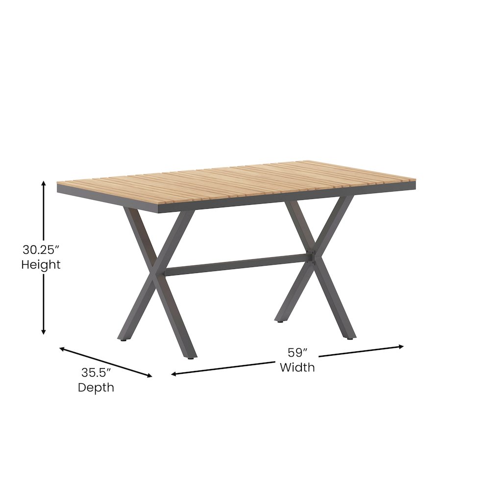 Modern Commercial Grade X-Frame Patio Dining Table. Picture 5
