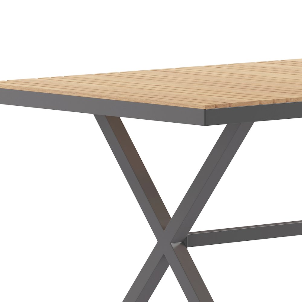 Modern Commercial Grade X-Frame Patio Dining Table. Picture 9