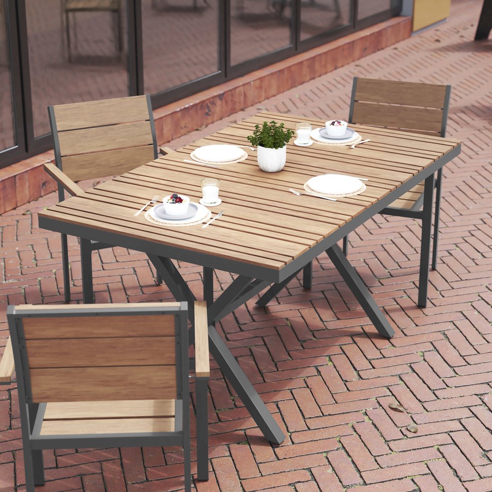 Modern Commercial Grade X-Frame Patio Dining Table. Picture 6