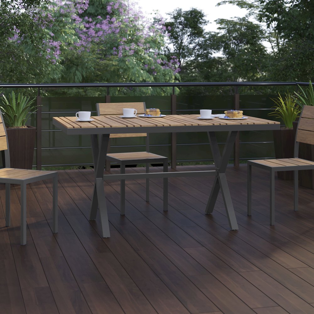 Modern Commercial Grade X-Frame Patio Dining Table. Picture 7