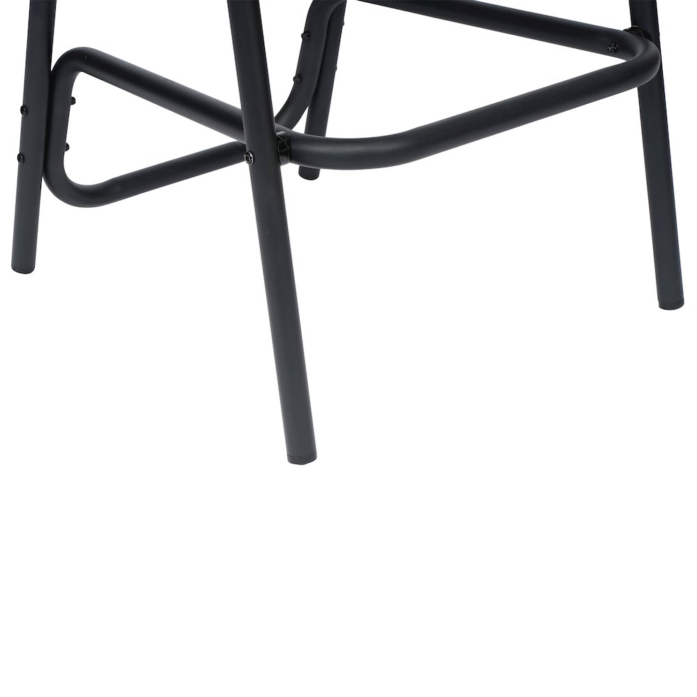 Rattan Restaurant Barstool with Black Aluminum Frame and Footrest, Medium Brown. Picture 11