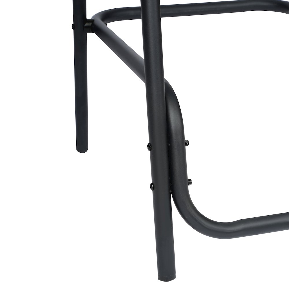 PE Rattan Restaurant Barstool with Black Aluminum Frame and Footrest in Gray. Picture 15