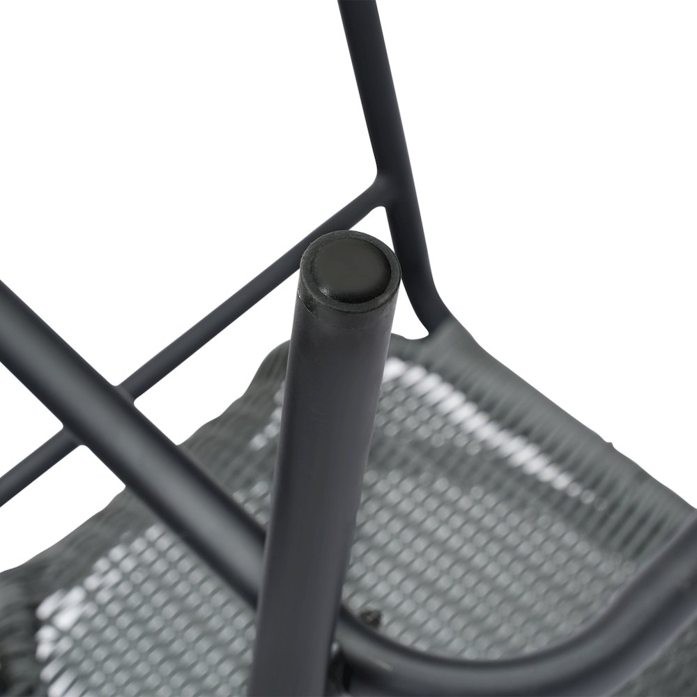 PE Rattan Restaurant Barstool with Black Aluminum Frame and Footrest in Gray. Picture 16