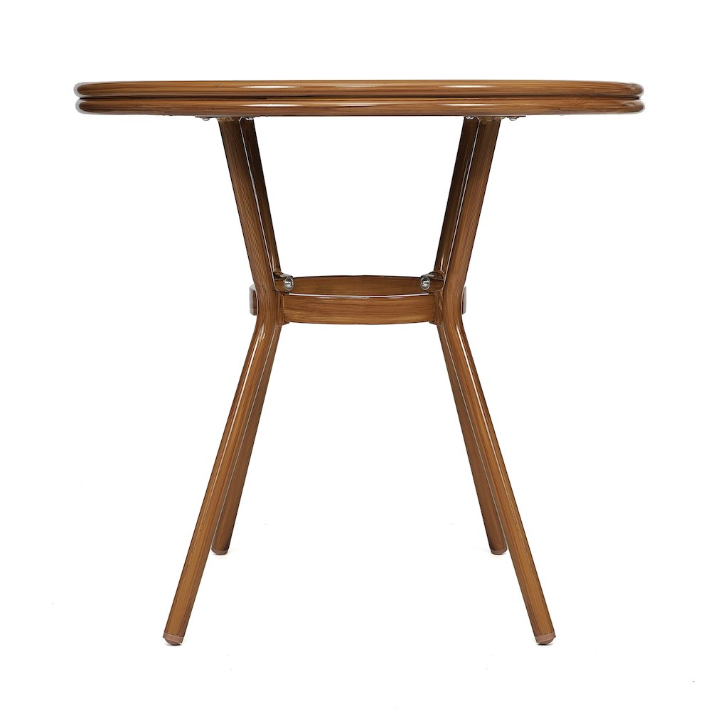 Classic Commercial Grade Bistro Table, Black & White Rattan/Natural Frame. Picture 8