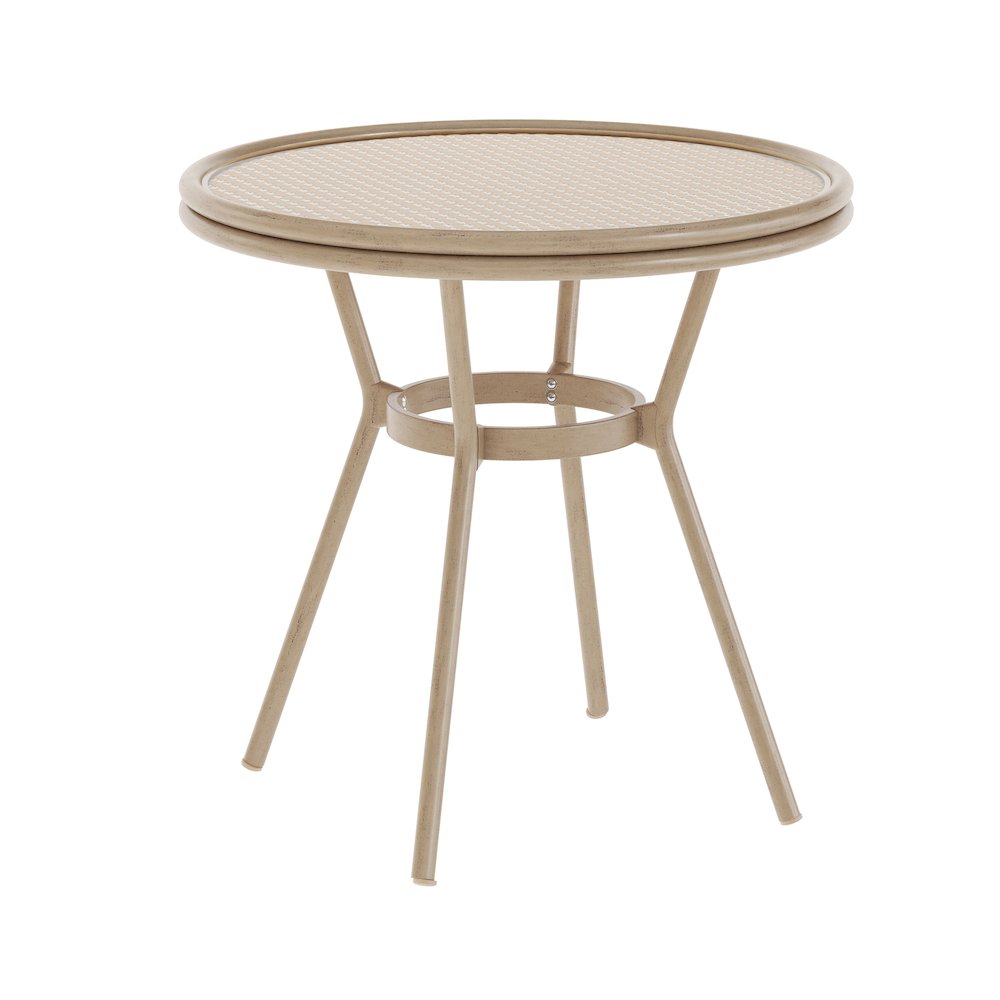 Classic Bistro Table, Natural & White Rattan/Light Natural Frame. Picture 1