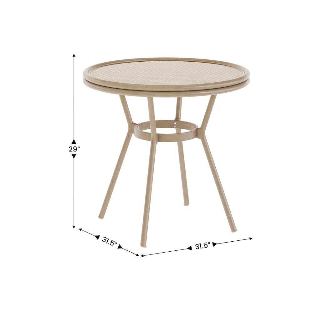 Classic Bistro Table, Natural & White Rattan/Light Natural Frame. Picture 5