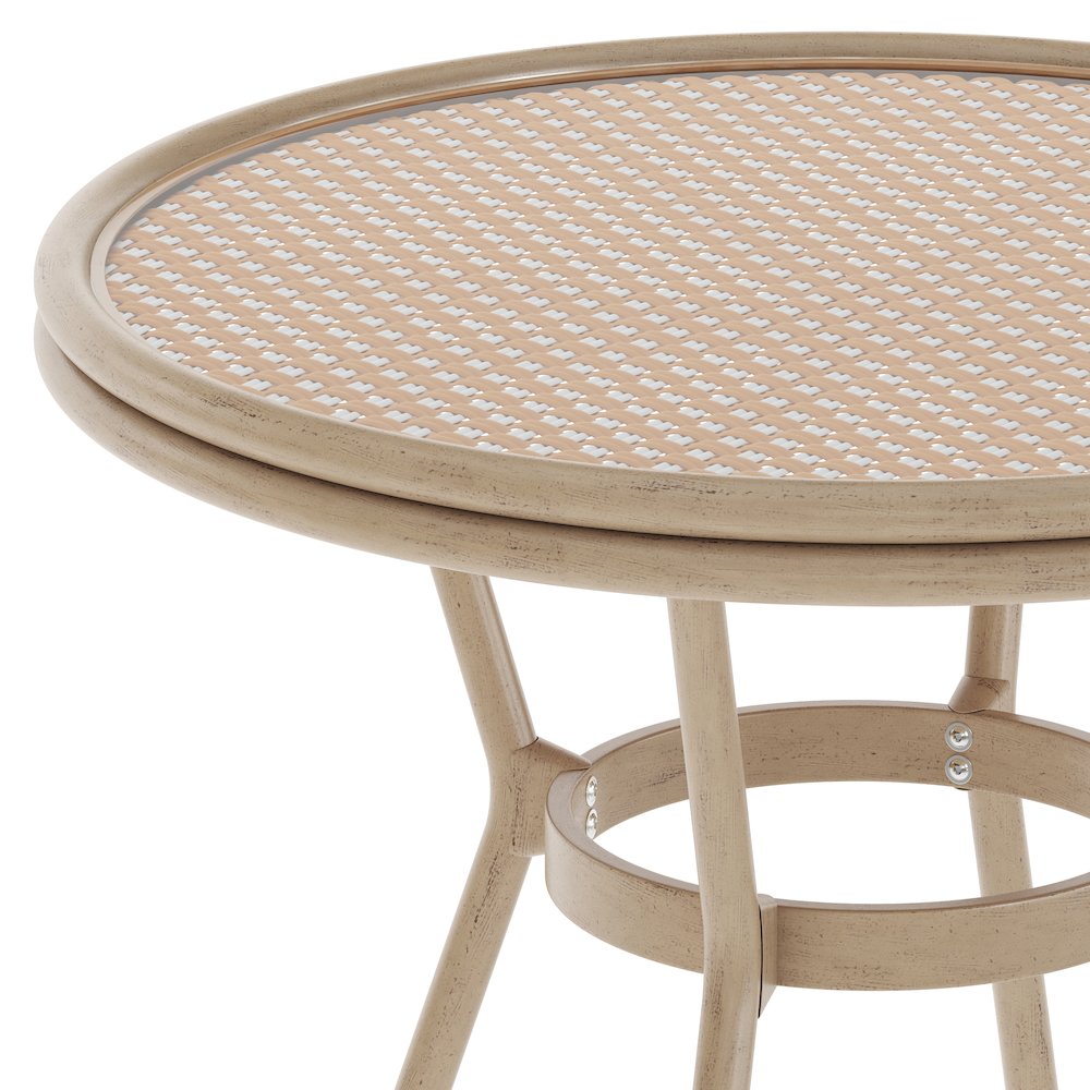 Classic Bistro Table, Natural & White Rattan/Light Natural Frame. Picture 7