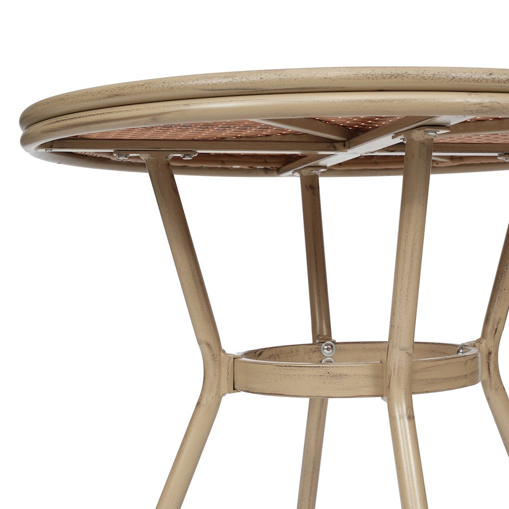 Classic Bistro Table, Natural & White Rattan/Light Natural Frame. Picture 11