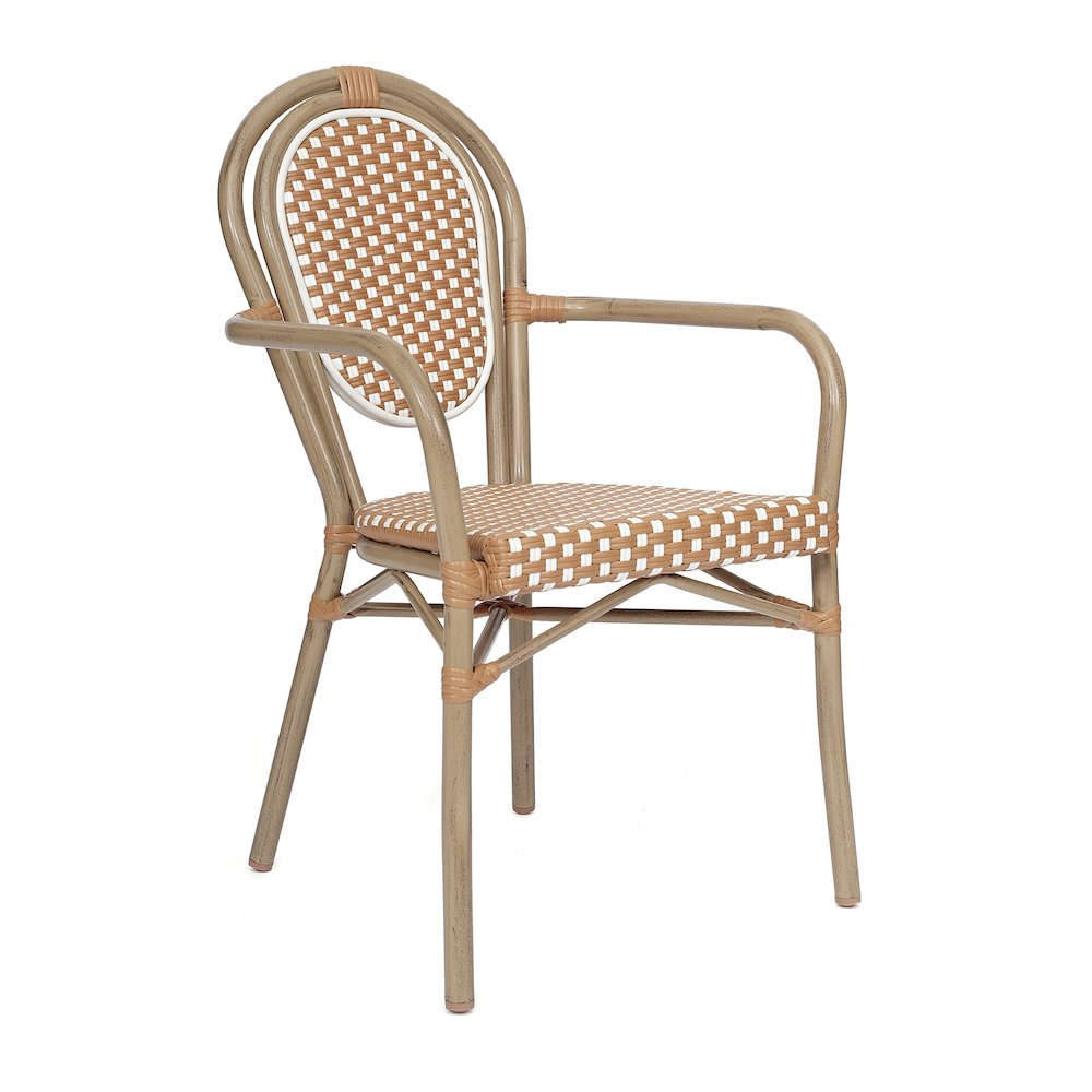 Classic Commercial Grade Bistro Chair, Natural & White/Light Natural Frame. Picture 1