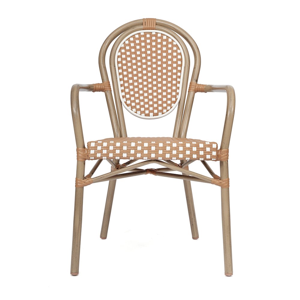 Classic Commercial Grade Bistro Chair, Natural & White/Light Natural Frame. Picture 10