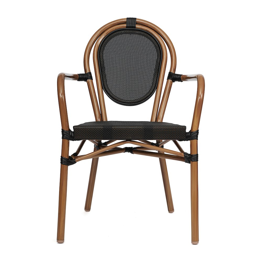 Classic Commercial Grade Indoor/Outdoor Bistro Chair, Black/Natural Frame. Picture 10