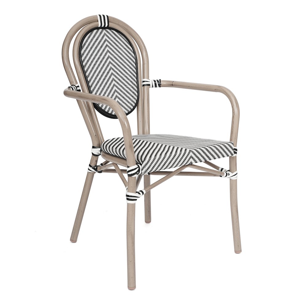 Classic Commercial Grade Bistro Chair, Black & White/Light Natural Frame. Picture 1