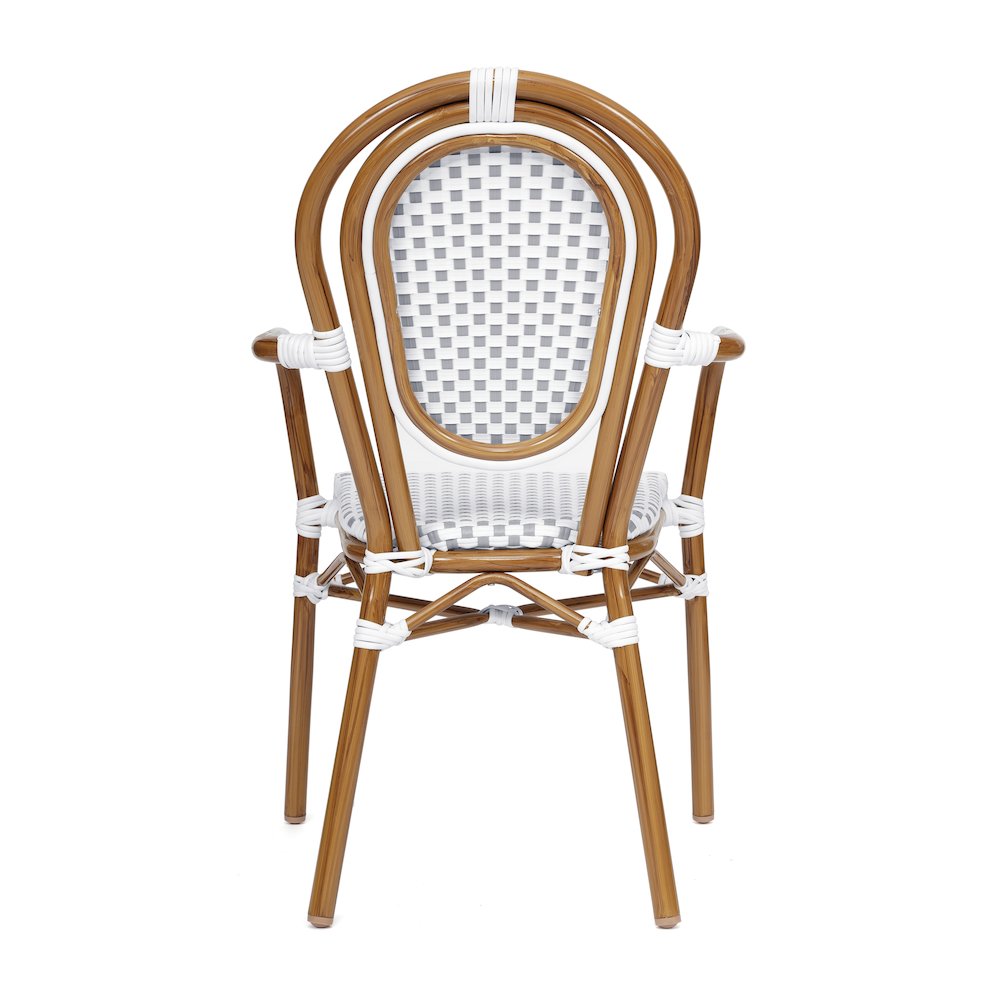 Classic Commercial Grade Indoor/Outdoor Bistro Chair, White & Gray/Natural Frame. Picture 7