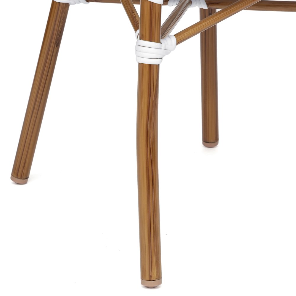 Classic Commercial Grade Indoor/Outdoor Bistro Chair, White & Gray/Natural Frame. Picture 11